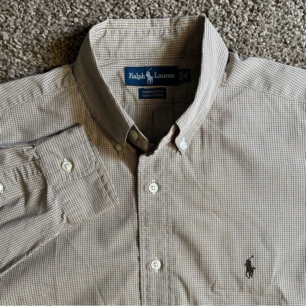 Ralph Lauren mens 16 (32/33) casual button-down shirt office orange‎ fall black